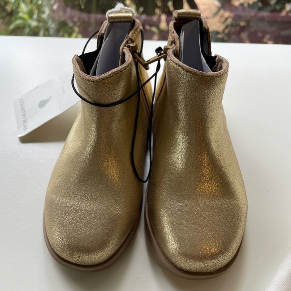 Brand New Country Road Baby Girl Gold Leather Gusset Boots - Size EU23 / AU 6 - Picture 3 of 10
